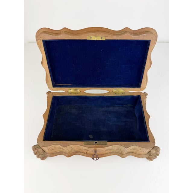 Antique Black Forest Carved Wood Jewelry Box with Rose, 1890s For Sale - Image 9 of 14