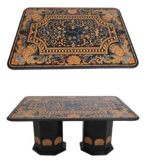 Pietra Dura Inlaid Marble Top Italian Dining Room Table