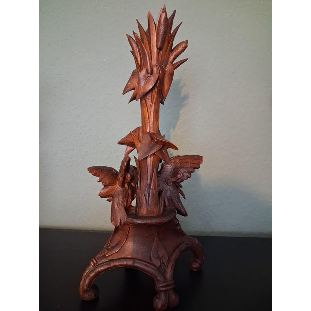Antique Black Forest Vase Holder with Birds, 1890s For Sale - Image 3 of 5