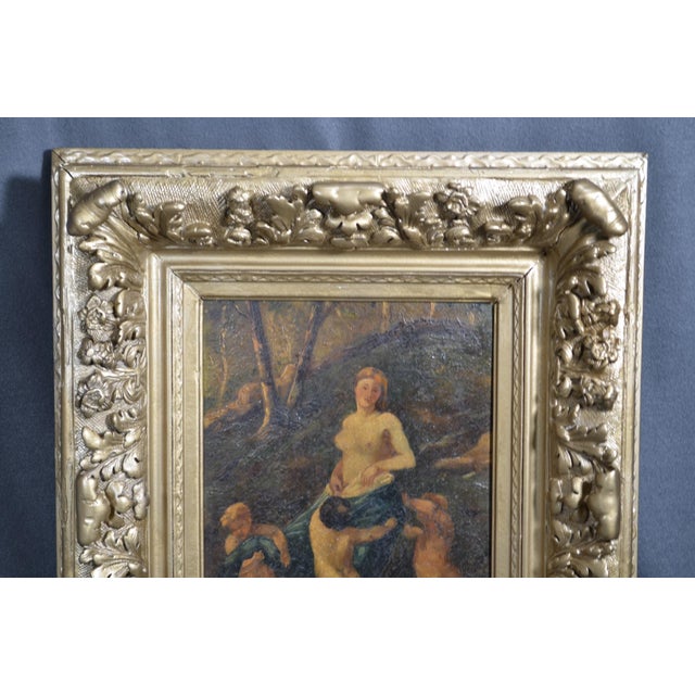 Mid 19th Century 19th-Century French School Mythological Oil Painting, Nymph and Three Putti For Sale - Image 5 of 15