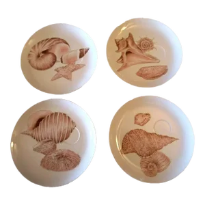 Vintage Fitz and Floyd Coquille Seashell Snack Plates- Set of 4
