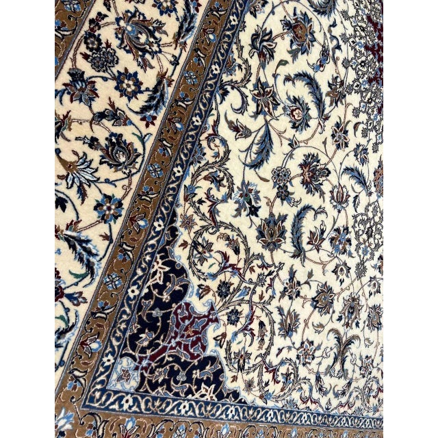 Textile 2020s Fine Hand Knotted Silk & Wool Nain For Sale - Image 7 of 8