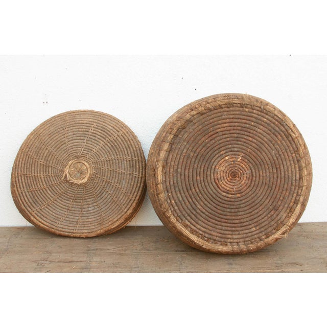 Brown Earth Tone Antique Storage Basket With Lid For Sale - Image 8 of 9