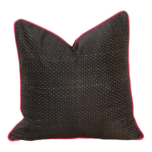 Neer Black Dotted Ahir Handloom Pillow For Sale
