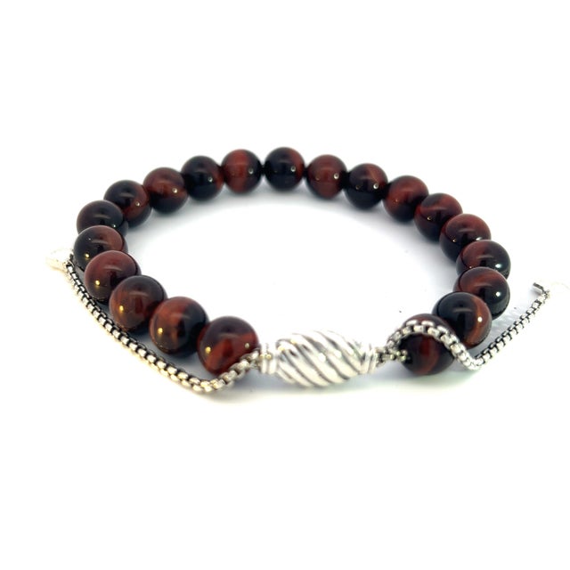 Authentic David Yurman Tiger Eye Spiritual Beads Bracelet 6.6 - 8.5" Silver 8 mm Estate DY722 Retail: $495.00 This elegant...