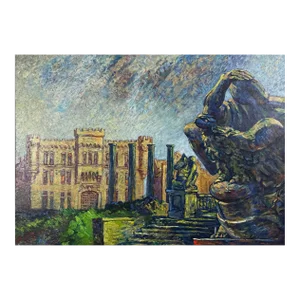 Large Vintage Expressionist Urban Landscape by Anthony Ferrara, Signed/Framed (2000, Oil on Canvas)
