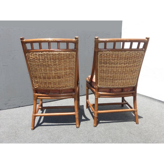 Vintage Rattan Wicker Lounge Chairs Pair Chairish