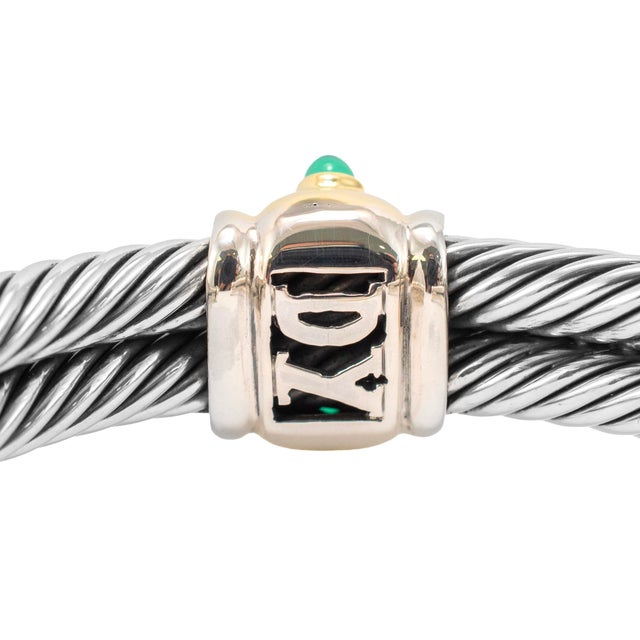 David Yurman Silver 14k Yellow Gold Double Cable Renaissance Cuff Bracelet For Sale In Houston - Image 6 of 8