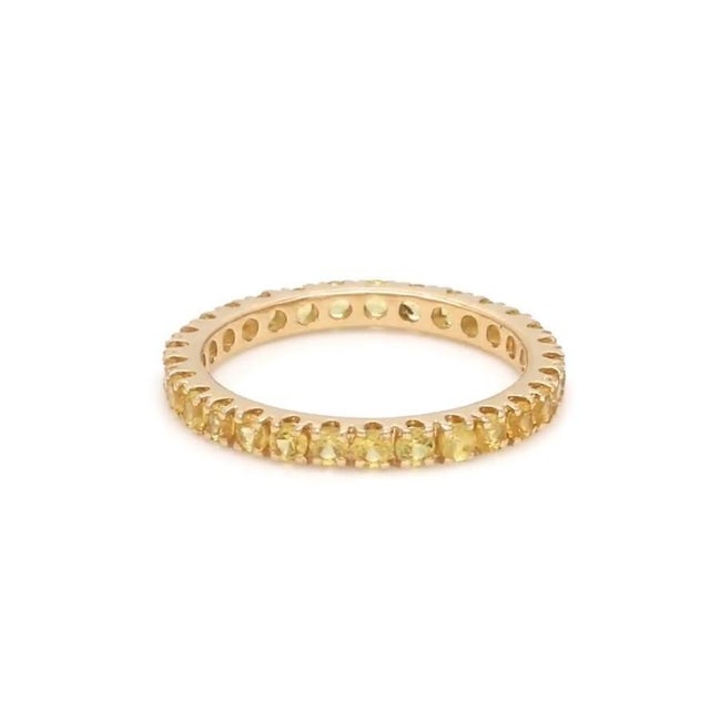 Yellow Natural 1.23 cts Yellow sapphire band ring in 14k gold For Sale - Image 8 of 18