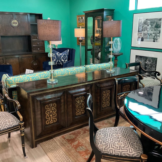 1960s Vintage William Doezema Burled Amboyna Wood and Brass Mastercraft Credenza For Sale - Image 10 of 11