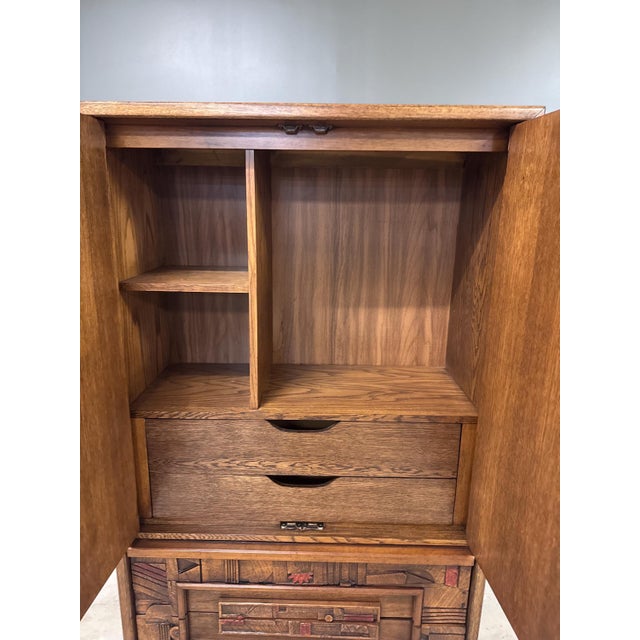 Lane  brutalist Brutalist MCM Lane Pueblo Walnut Armoire Dresser For Sale - Image 4 of 10