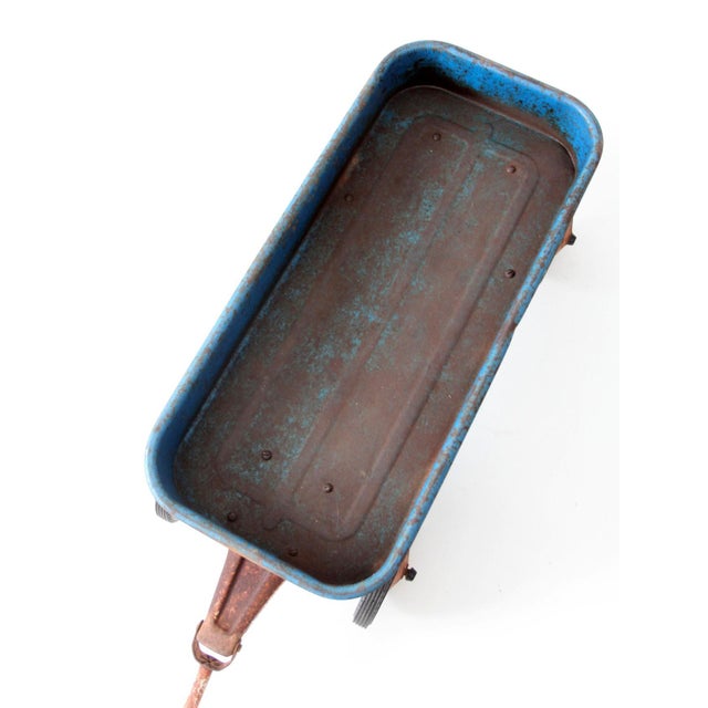 Vintage 1970s Radio Flyer Model 100 Blue Metal Wagon For Sale - Image 6 of 16