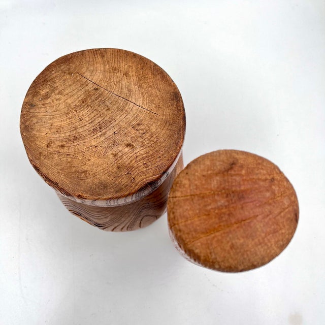 Antique French Turned Wood Primitive Industrial Apothecary Mortar and Pestle or Planter For Sale - Image 11 of 11