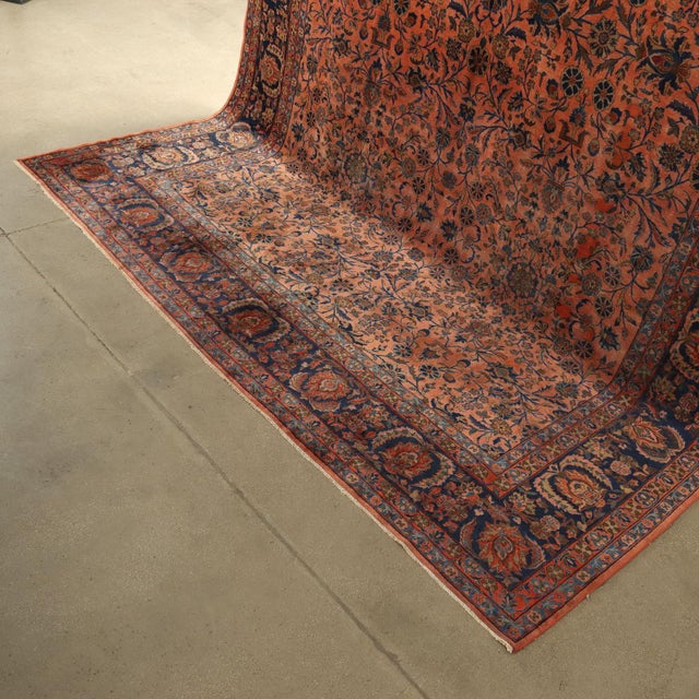 Antique Keshan Manchester Rug in Cotton and Wool For Sale - Image 9 of 16