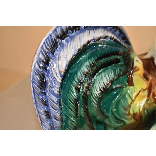 Italian Terracotta Hand-Painted Rooster Sculpture, Circa 1980's For Sale - Image 9 of 13