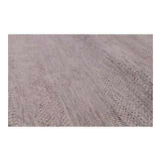9' x 12' Savannah Hand Knotted Modern Light Grey Wool & Silk Rug For Sale