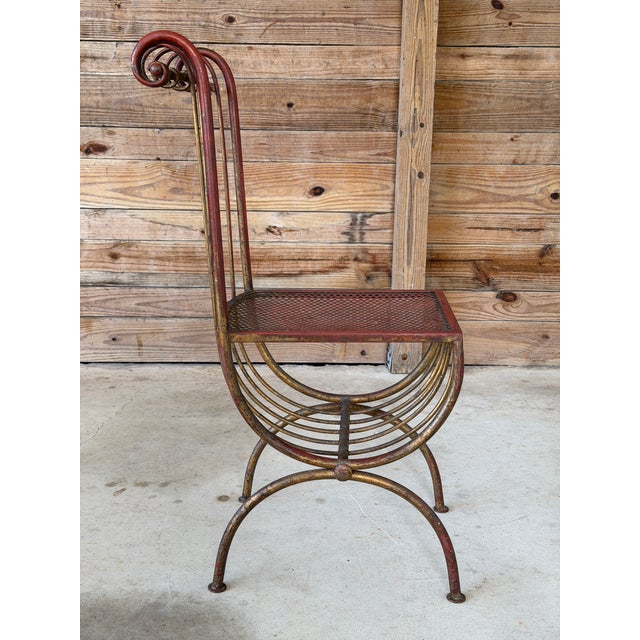 Vintage Italian Gilt and Painted Iron Accent Chair, Attributed to S. Salvadori For Sale In Naples, FL - Image 6 of 12