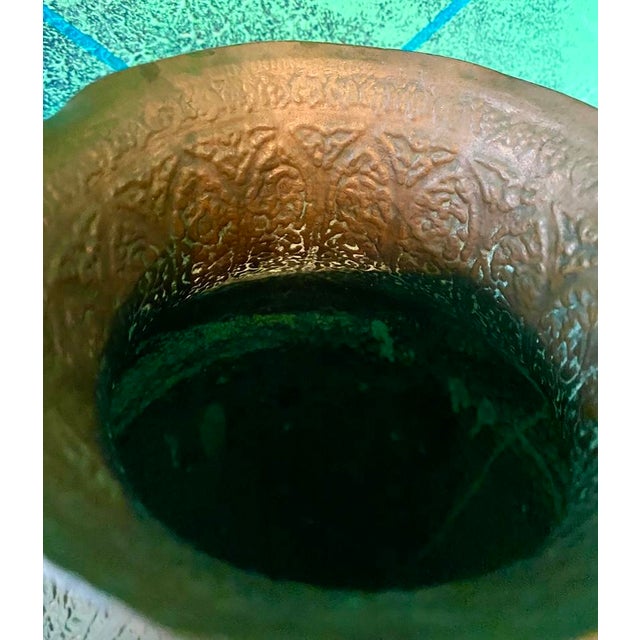 1940s Indian Brass Vase With Engraved Designs For Sale - Image 9 of 12