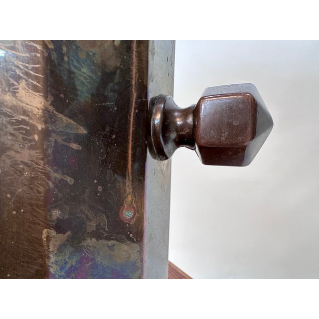 Large Antique Art Deco Wine Cooler in Patinated Brass from MUQ - Metallwarenfabrik Union Quedlinburg, Germany, 1920s For Sale - Image 4 of 18