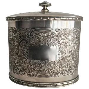 Barker Ellis English Silver Plate Tea Caddy Tobacco Jar