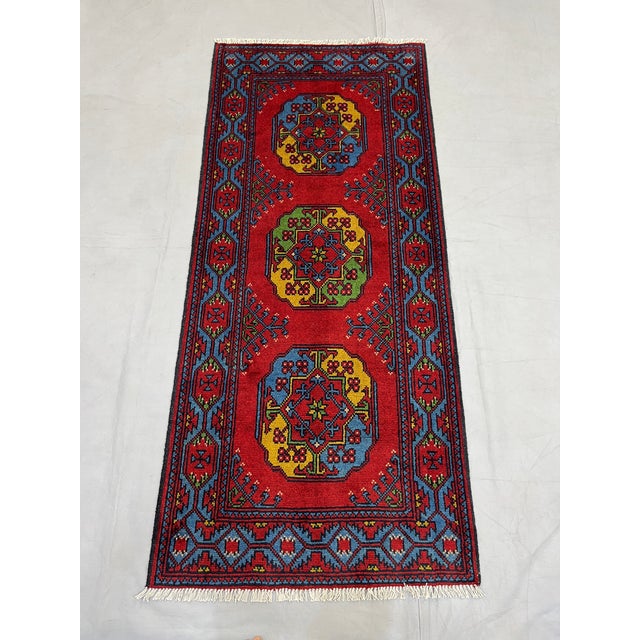 Art Deco Red Filpa Elephant Foot Tribal Oriental Runner Rug, 2'9" X 6'6" For Sale - Image 3 of 16