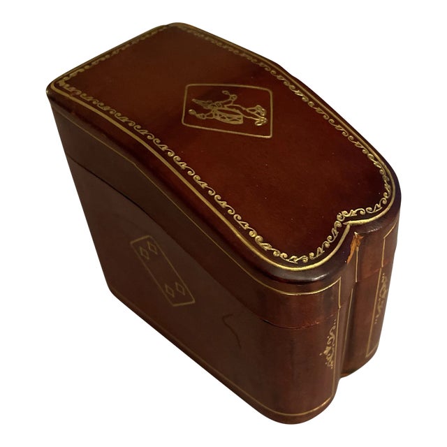 Italian Gilt Leather Card Box For Sale