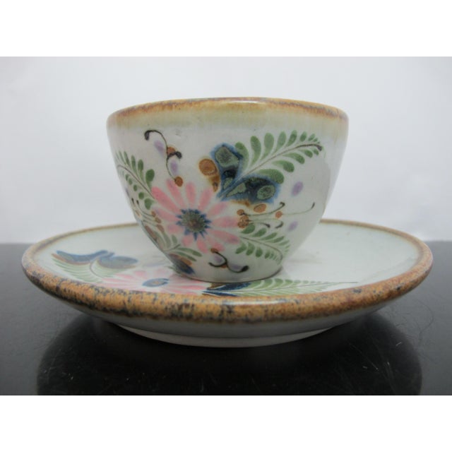Incredibly sweet Vintage Ken Edwards Mexican pottery, coffee or tea cup and saucer from the El Palomar studio in Tonalá,...