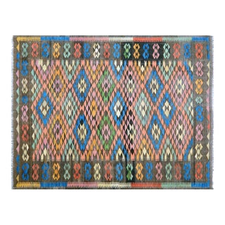 Afghan Maimana Flatweave Kilim Wool Rug, 6'x8' For Sale