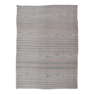 Stripe Design Turkish Vintage Kaysari Kilim Rug in Soft Pastel Tones For Sale