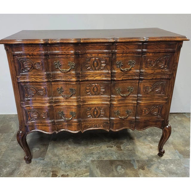 Antique Louis XV Style Carved Oak French Country Chest of Drawers For Sale In Raleigh - Image 6 of 11