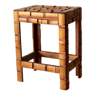 Vintage Bamboo Plywood Small Scale Drinks End Side Table For Sale