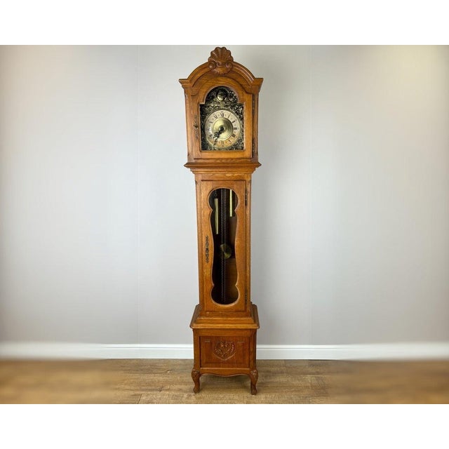 Vintage French Grandfather Clock in Oak For Sale - Image 13 of 13