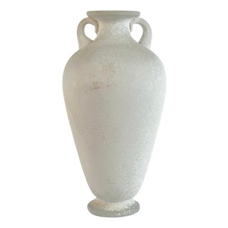Scavo White Murano Glass Amphora Vase attributed to Karl Springer for Seguso, 1980s For Sale