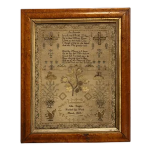 1826 Anglo-American Framed Needlework by Julia Rogers