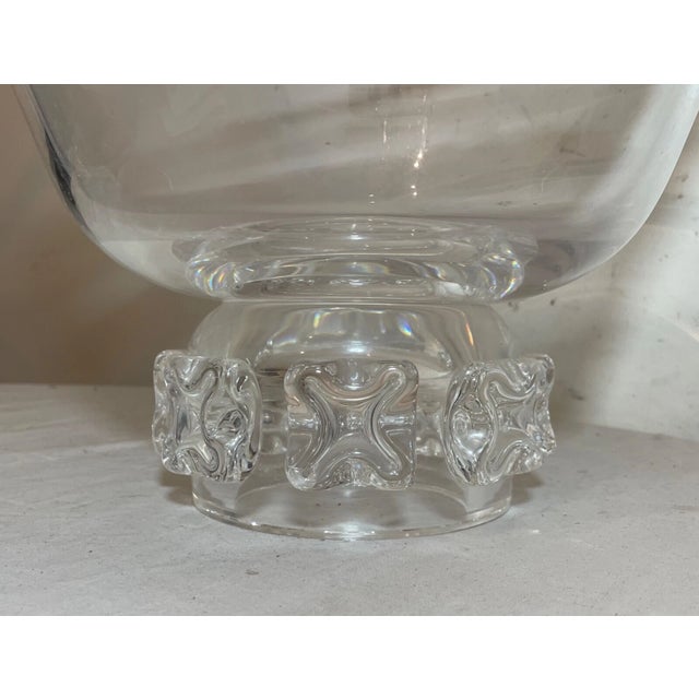 Huge Vintage Footed Center Piece Steuben Punch Crystal Footed Glass Bowl Art For Sale - Image 9 of 13
