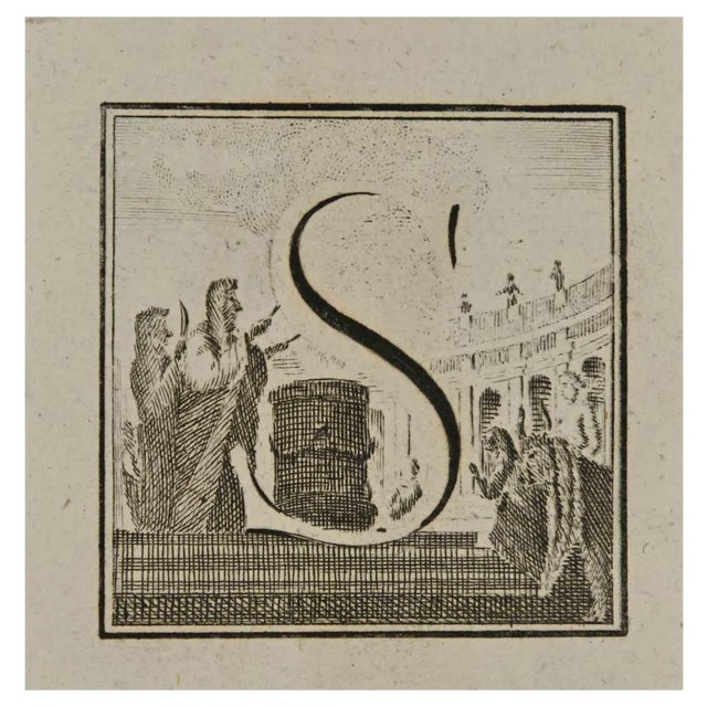 Luigi Vanvitelli, Letter of the Alphabet S, Etching, 18th Century For Sale