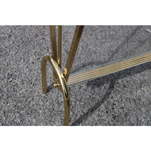 Italian Brass Magazine Rack with Transparent Glass, 1950s For Sale - Image 6 of 8