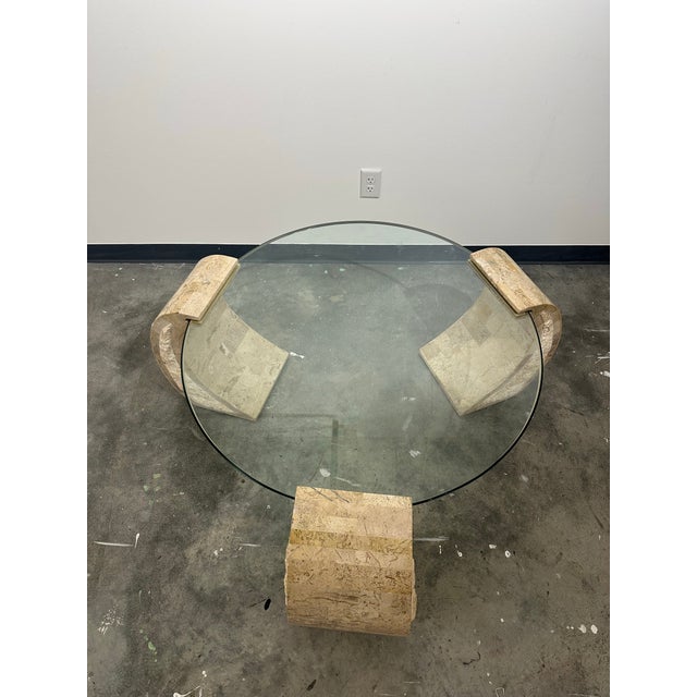 1990s Faux Travertine Coffee Table by Magnussen Home For Sale - Image 5 of 9
