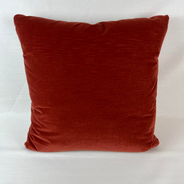 Custom-tailored handcrafted 22” pillow in Brunschwig & Fils E’Toile multicolored velvet weave damask fabric. Shades of...