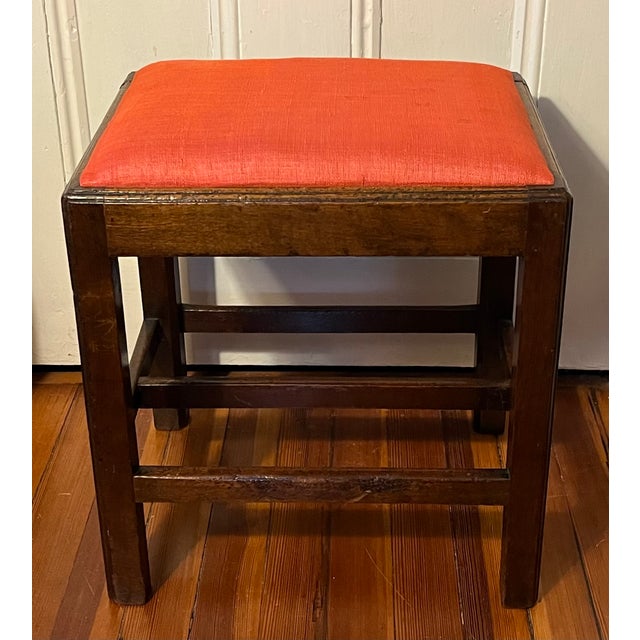 Antique 18th century English George III Chippendale mahogany stool of attractive diminutive size. Architectural lines and...