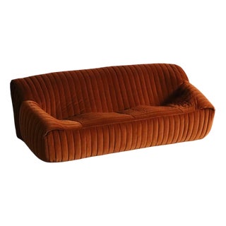 Original Cinna Sandra Three Seater Sofa in Velvet by Annie Hieronimus, France, 1970s For Sale