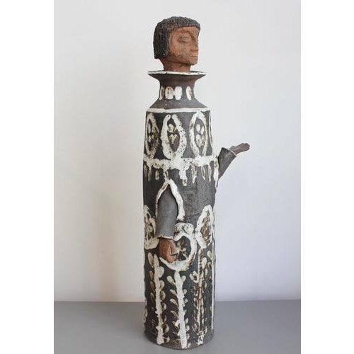 Brown Albert Thiry, Robed Figure' French Stoneware Sculpture1960s, Stoneware For Sale - Image 8 of 18