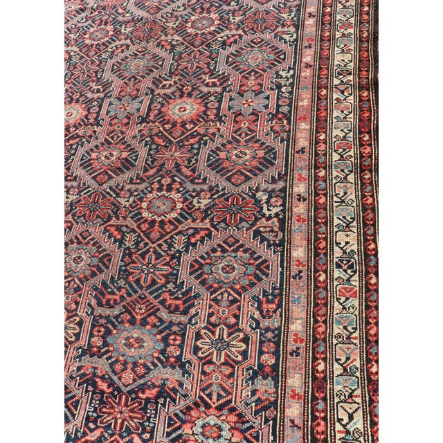 Jewel-Toned Antique Fine Persian Malayer With All-Over Geometric Design 4'10 X 6'1 For Sale In Atlanta - Image 6 of 14