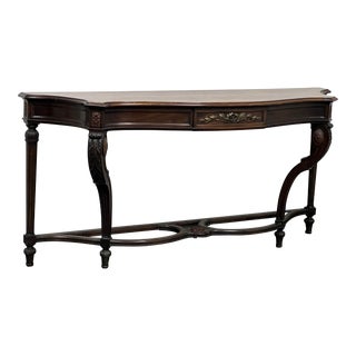 1930's Victorian Walnut Serpentine Console For Sale