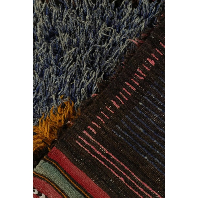 Textile 1950s Vintage Tulu Rug in Blue With Colorful Medallion Pattern by Rug & Kilim For Sale - Image 7 of 8