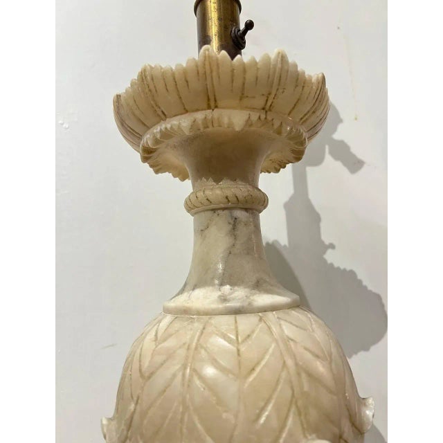 A circa 1940's Italian curved white alabaster single table lamp
