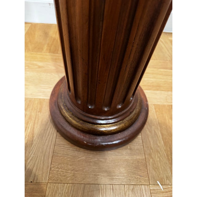Late 20th Century Large Art Deco Style Patinated Metal Dancer Sculpture With Neoclassical Wood Pedestal For Sale - Image 15 of 15