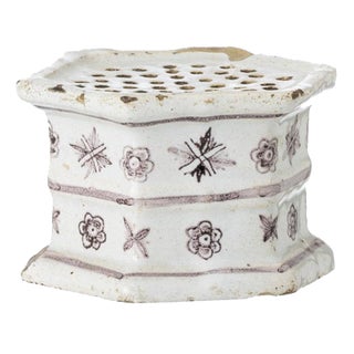 Hexagonal Inkwell in Viana Earthenware, 18th Century For Sale