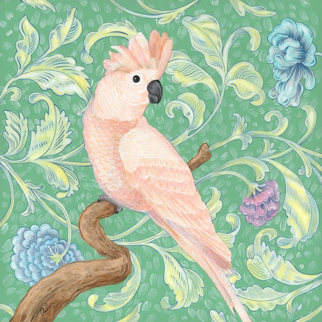 “Happily Feather After” Pink Cockatoo Parrot Painting For Sale