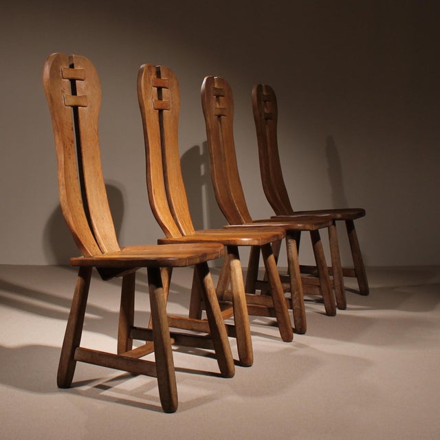 1970s Brutalist Dining Chairs attributed to De Puydt, Belgium, 1970s, Set of 4 For Sale - Image 5 of 11